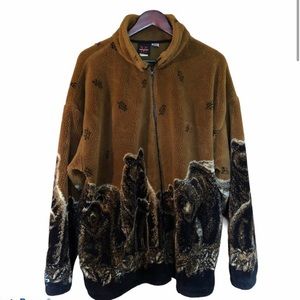Vintage Zip Up Bear sweater XXL